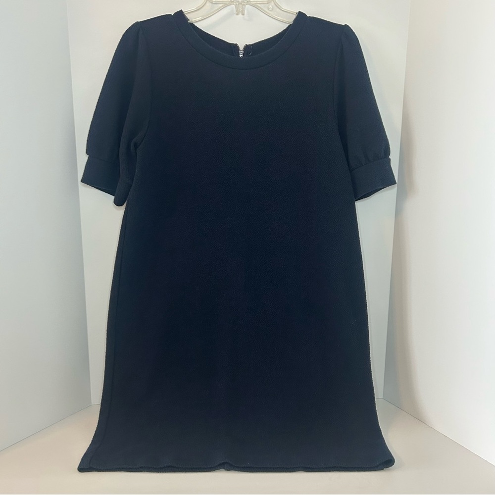 LOFT womens navy blue puff sleeve shift dress textured ponte knit size‎ SMALL